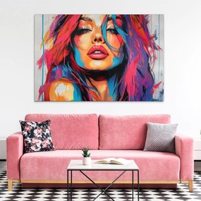 DUBLEZ | Pop art drevený obraz - Žena vo farbách