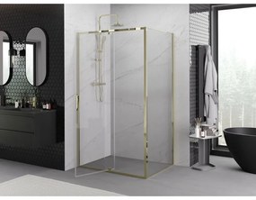 Mexen Exo, výklopný sprchový kút 145 x 95 cm, číre sklo, zlatá, 819-145-095-50-00