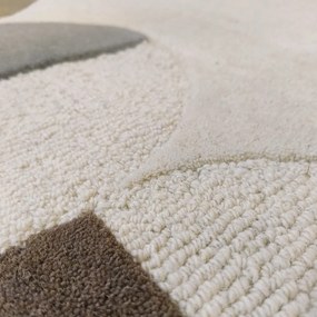 Sivobéžový ručne tkaný vlnený koberec 200x290 cm Mia Scallop Frame – Flair Rugs