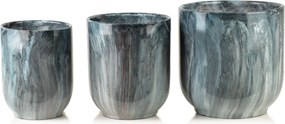 Sada 3 ks keramických květináčů NEVA MARBLE IV modrá/šedá