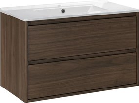 Závěsná skříňka Villa Lava se zápustným umyvadlem 80 cm ořech