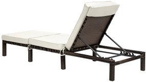 Polohovateľné ratanové lehátko BestBerg BBRF-1140BR / hnedá/krémová