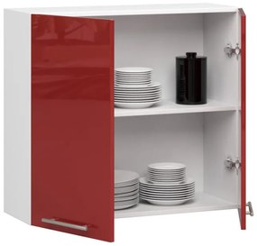 Horná kuchynská skrinka OLIWIA W 80 H720 biela / červená, lesk