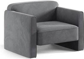 Sivé zamatové kreslo Abby – Micadoni