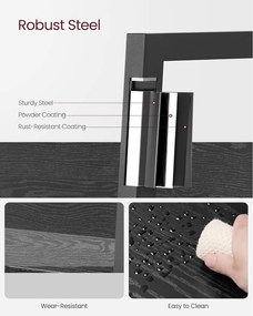 Rebríková polica, 5-úrovňový úzky regál, čierny