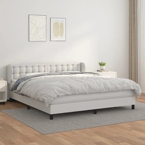 Boxspring posteľ s matracom biela 180x200 cm umelá koža 3127326