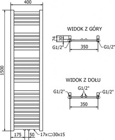 Mexen Hades, vykurovacie teleso 1500x400 mm, 453 W, zlatá lesklá, W104-1500-400-00-50
