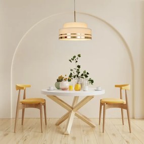 Luster na lanku TAMI 1xE27/60W/230V pr. 40 cm béžová/zlatá