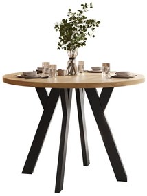 OKRÚHLY ROZKLADACÍ JEDÁLENSKÝ STÔL EWALD DUB KRAFT ZLATY + ČIERNY 100/140 cm