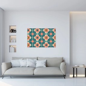 Obraz - Retro vzor s kvetmi (90x60 cm)