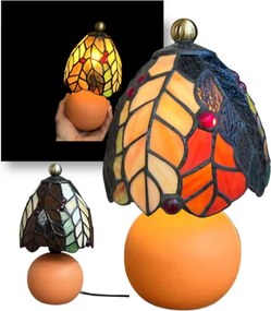 Nočná lampa Tiffany ORANGE vitráž FLORA 23*Ø12 1*E14