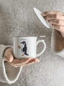 Bloomingville Kameninový hrnček Valentin Gold so sitkom a vekom 300 ml