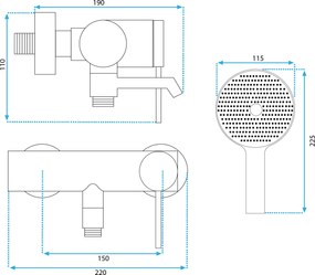 Rea Foss, vaňová batéria s ručnou sprchovou súpravou, čierna matná, REA-B5099