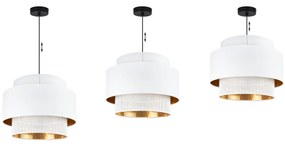 Závesné svietidlo Asti, 1x PVC/biele textilné tienidlo, (fi 40cm), g/c, b
