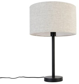Moderná stolná lampa čierna s tienidlom svetlošedá 35 cm - Simplo