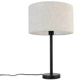 Moderná stolná lampa čierna s tienidlom z bouclé svetlosivej 35 cm - Simplo