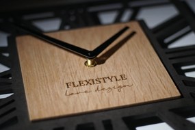 Dekorstudio Moderné drevené hodiny EKO Loft Piccolo štvorcové čierne + dub
