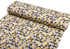 Biante Detské bavlnené posteľné obliečky do postieľky Sandra SA-218 Žlto-hnedo-ružové trojuholníčky Do postieľky 100x135 a 40x60 cm