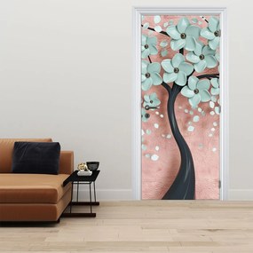 Fototapeta na dvere - Pastelovo modré kvety (95x205cm)