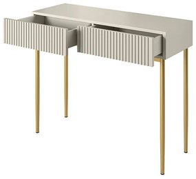 Moderný písací stôl Nicole - kašmír/ zlaté nožičky