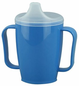Hrnček s pítkom s dvoma viečkami 250 ml, modrá