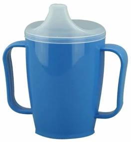 Hrnček s pítkom s dvoma viečkami 250 ml, modrá