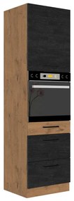 Kuchynská skrinka so zásuvkami Woodline 60 DPS-210 3S 1F, Farby: dub lancelot + dark wood