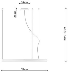 Závesné LED svietidlo Rio 78, 1x LED 50w, 3000k, w