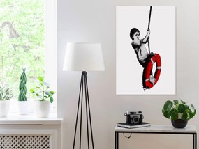Artgeist Obraz - Banksy: Boy on Rope (1 Part) Vertical Veľkosť: 60x90, Verzia: Premium Print