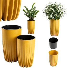 Sada 2 ks květináčů Stripped Eco hořčicová