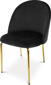 Jedálenská stolička INCA VELVET so zlatými nohami, čierna