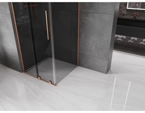 Mexen Velar L, sprchový kút s posuvnými dverami 110 x 110 cm, 8mm šedé sklo, medená matná, 871-110-110-43-65