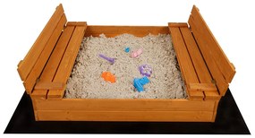 Detské drevené uzatvárateľné pieskovisko s lavičkami a strieškou Baby Mix 120x120 cm sivé