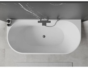 Mexen Oval, voľne stojaca nástenná vaňa 150 x 75 cm, biela, brúsený grafit prepad, 52671507500-95