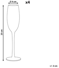 Sada 4 úzkych pohárov na šampanské 200 ml ružovo-zelená DIOPSIDE Beliani