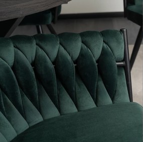 Kreslo ORION velvet - smaragdovo zelené pletenie čierne nohy - vintino.sk