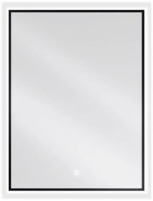 Mexen Erma, LED kúpeľňové zrkadlo s podsvietením a čiernym rámom 60x80 cm, 6000K, ochrana proti zahmlievaniu, 9814-060-080-611-70