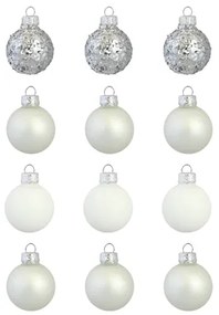 Set vianočných ozdôb strieborno - biely