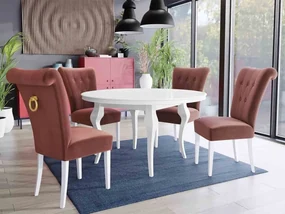 Stôl Julia FI 120 so 4 stoličkami ST65, Farby: biela, Farby: zlatý, Farby:: biely lesk, Potah: Magic Velvet 2258