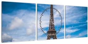 Obraz - Eiffelova veža (s hodinami) (90x30 cm)
