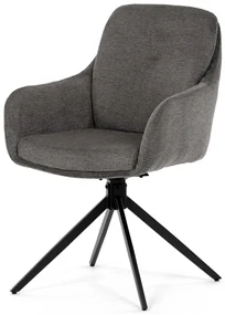 Autronic - Židle jídelní, 180° otočný mechanismus, lanýžová voděodolná látka, černý kov - DCH-P3174 GREY2 AKCE