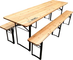 Pivný set 220x50 - 60 cm – Záhradný stôl s lavicami pre 8 - 10 osôb | Masív + kov - 220 cm x 50 cm -