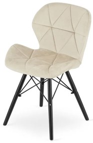 Set troch jedálenských stoličiek LAGO zamatové, béžové / čierne (3 ks)