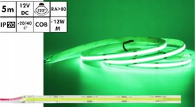 BERGE LED pásik NEON COB homogénny - 12V - 5 m - zelený
