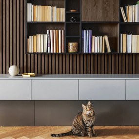 Akustický panel ACOUSTIC LINE - ezotica | čierna, 2650 x 245 x 22 mm, lamely MDF + FINISH FOLIE, akustický podklad FILC