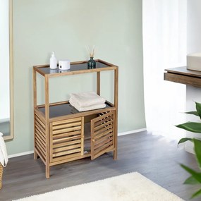 Čierna/v prírodnej farbe nízka kúpeľňová skrinka z masívu akácie 67,5x86 cm Fondi – Wenko