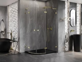 Mexen Lunar, L pravý polkruhový sprchový kút 100 x 90 cm, 8mm číre sklo, zlatý profil, 833L-100P-090L-50-00