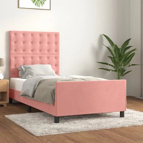 Rám postele s čelom ružový 90x190 cm zamat 3125976