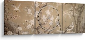 Obraz - Kreslená japonská krajina (s hodinami) (90x30 cm)
