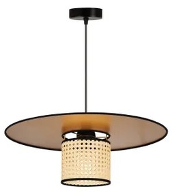 Duolla - Luster na lanku TOKYO RATTAN 1xE27/15W/230V pr. 50 cm zlatá/ratan